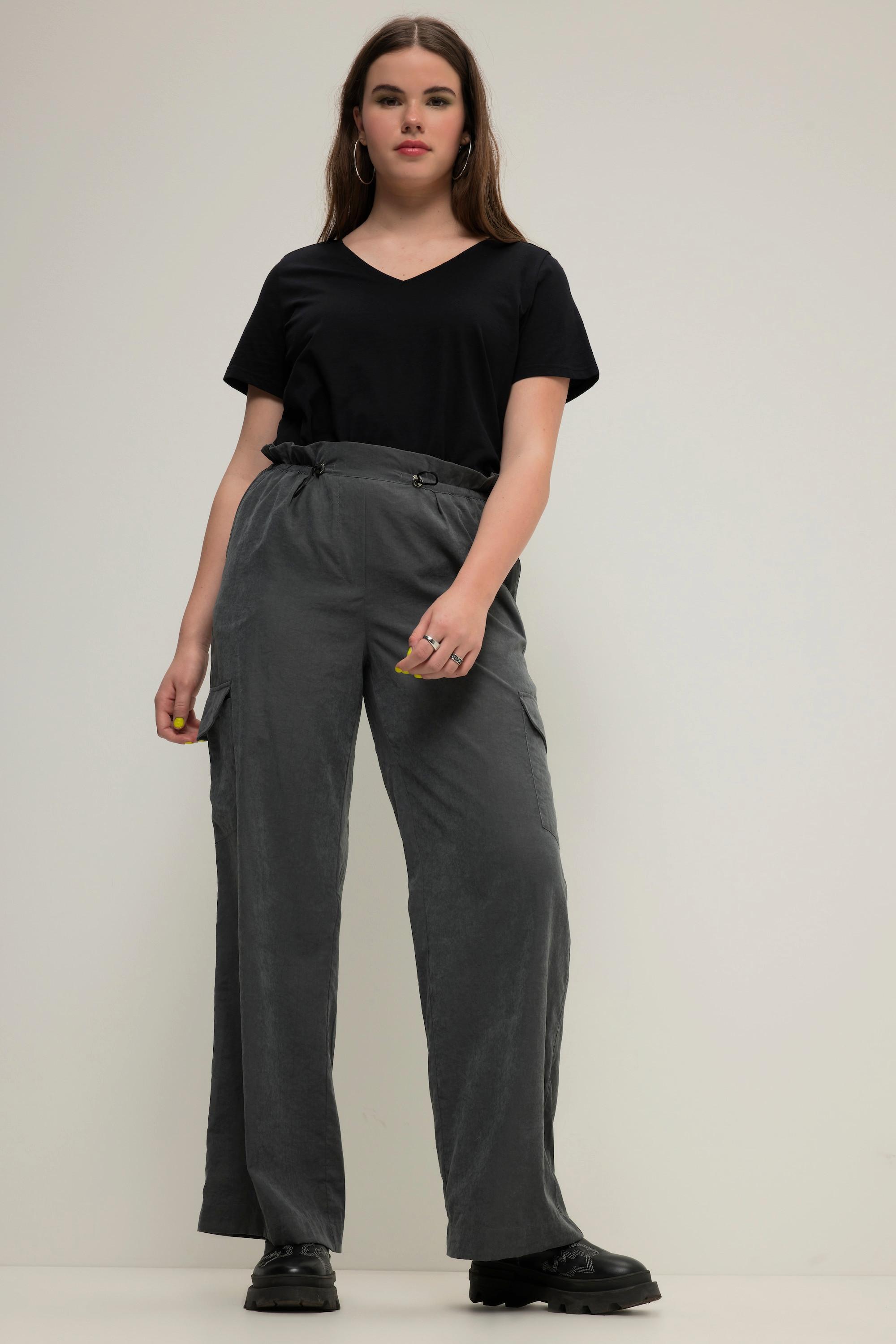 Studio Untold  Pantalon cargo à coupe large et droite, poches cargo et taille élastique 