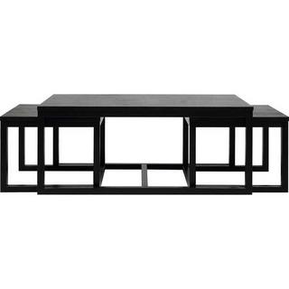 mutoni Set de table basse Antoine plaqué chêne massif / noir 120x60x50cm  