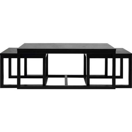 mutoni Set de table basse Antoine plaqué chêne massif / noir 120x60x50cm  