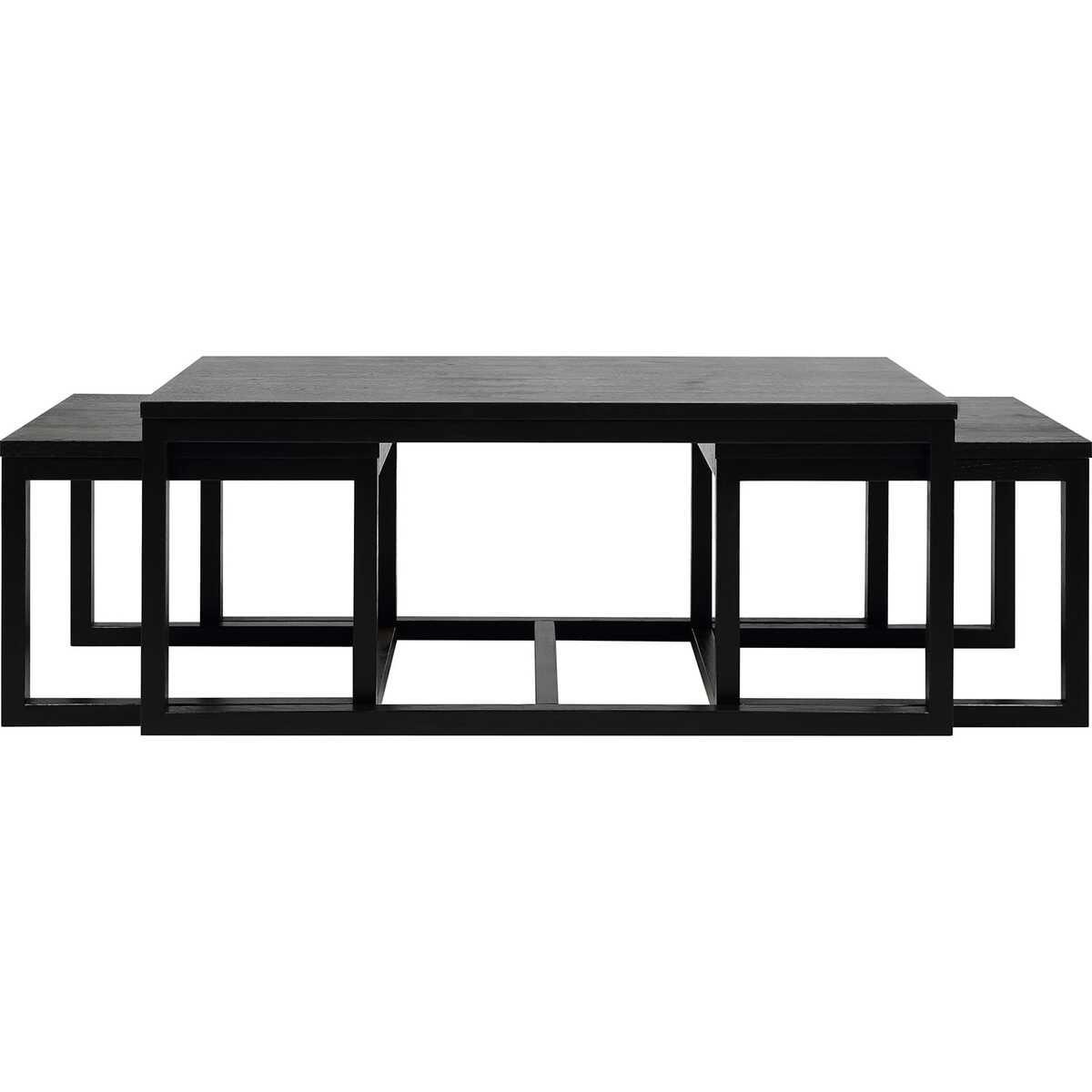 mutoni Ensemble de tables basses Antoine massif/plaqué chêne noir 120x60x50cm  