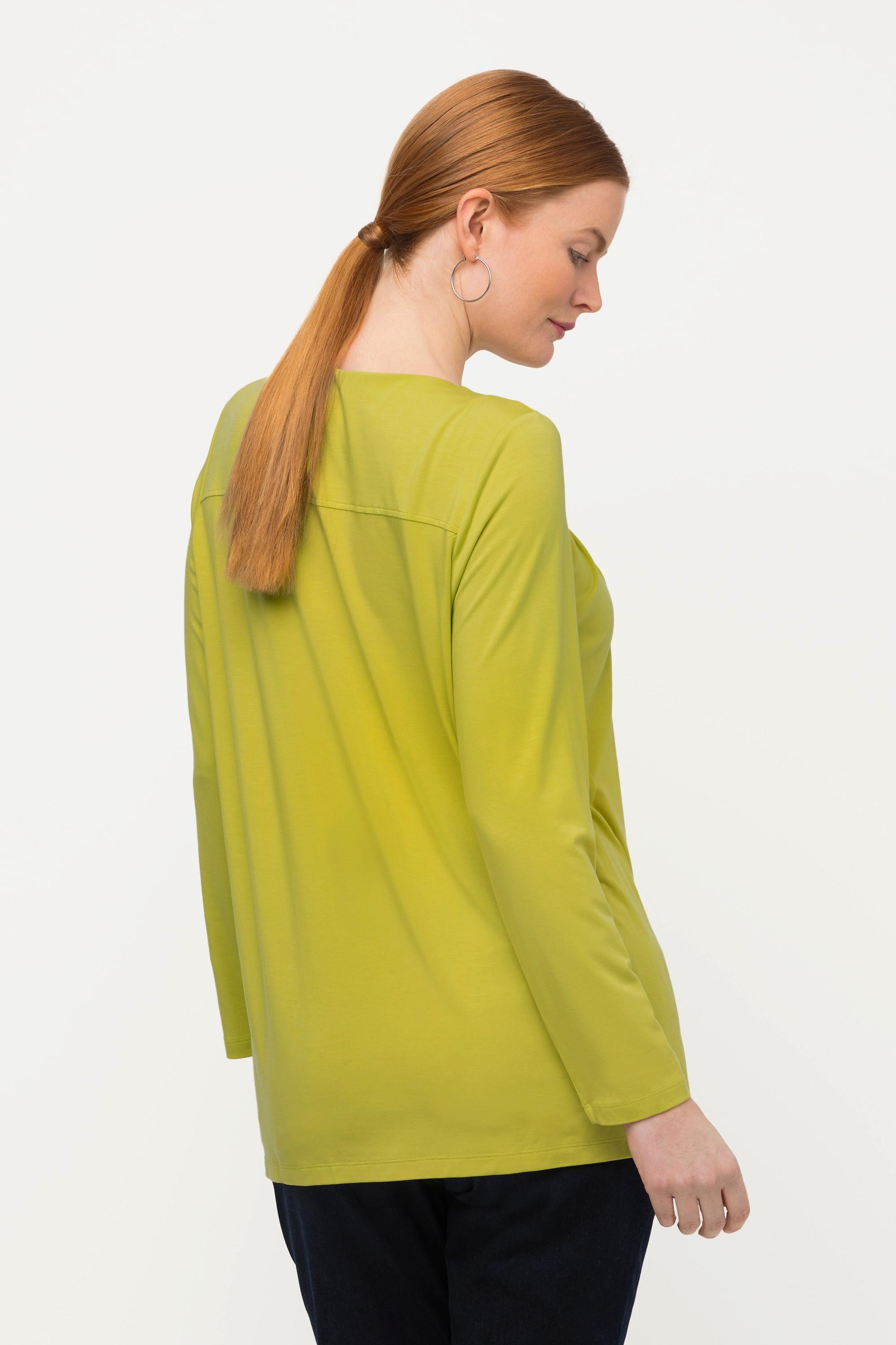 Ulla Popken  Shirt, Zierfalten, Dekore, Rundhals, 3/4-Arm, Lyocell 