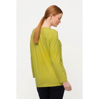 Ulla Popken  Shirt, Zierfalten, Dekore, Rundhals, 3/4-Arm, Lyocell 