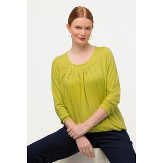 Ulla Popken  Shirt, Zierfalten, Dekore, Rundhals, 3/4-Arm, Lyocell 