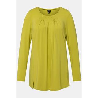 Ulla Popken  Shirt, Zierfalten, Dekore, Rundhals, 3/4-Arm, Lyocell 