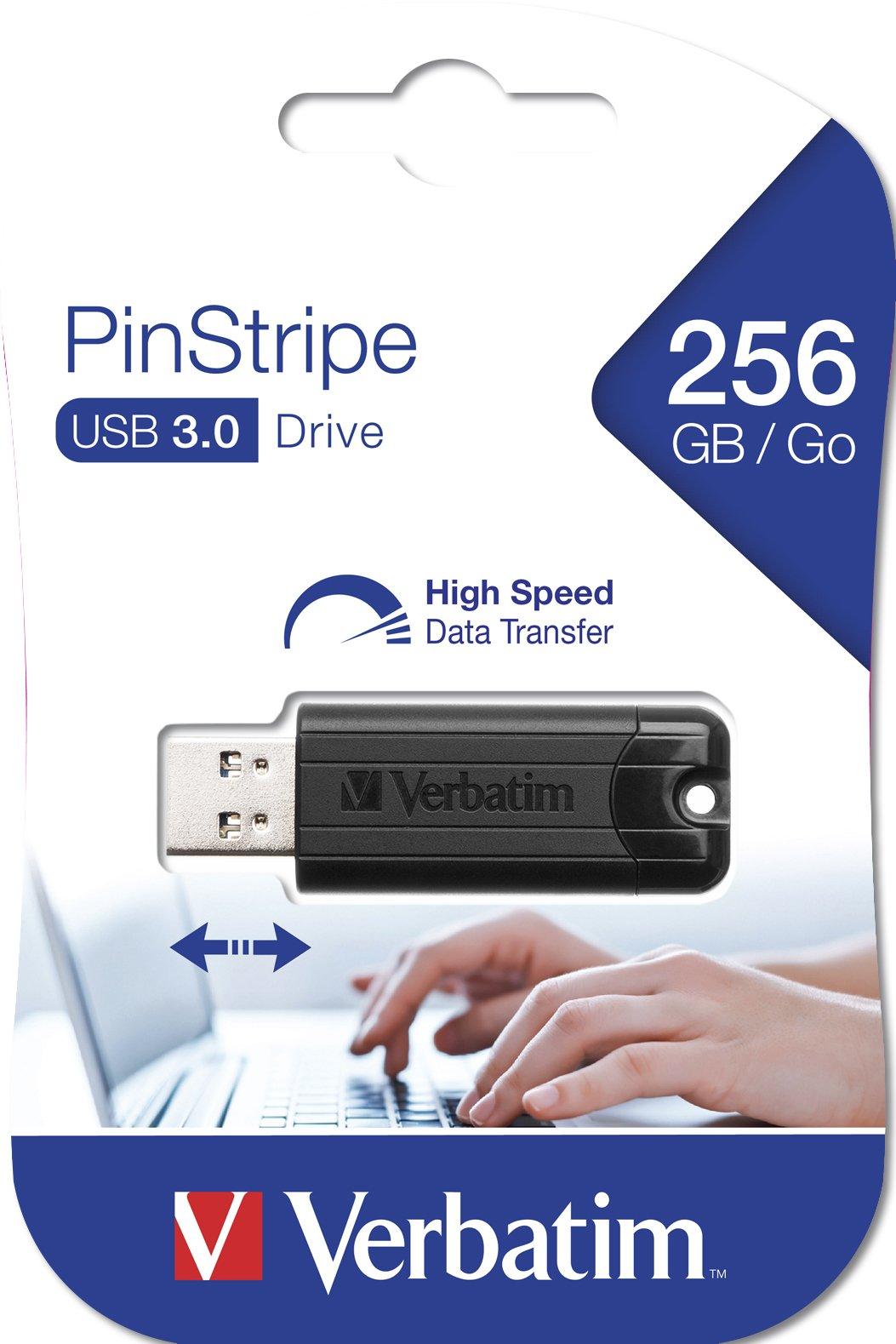 Verbatim  Verbatim PinStripe 3.0 - Memoria USB 3.0 da 256GB  - Nero 