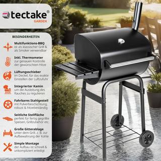 Tectake barbecue a carbonella in metallo verniciato a polvere  