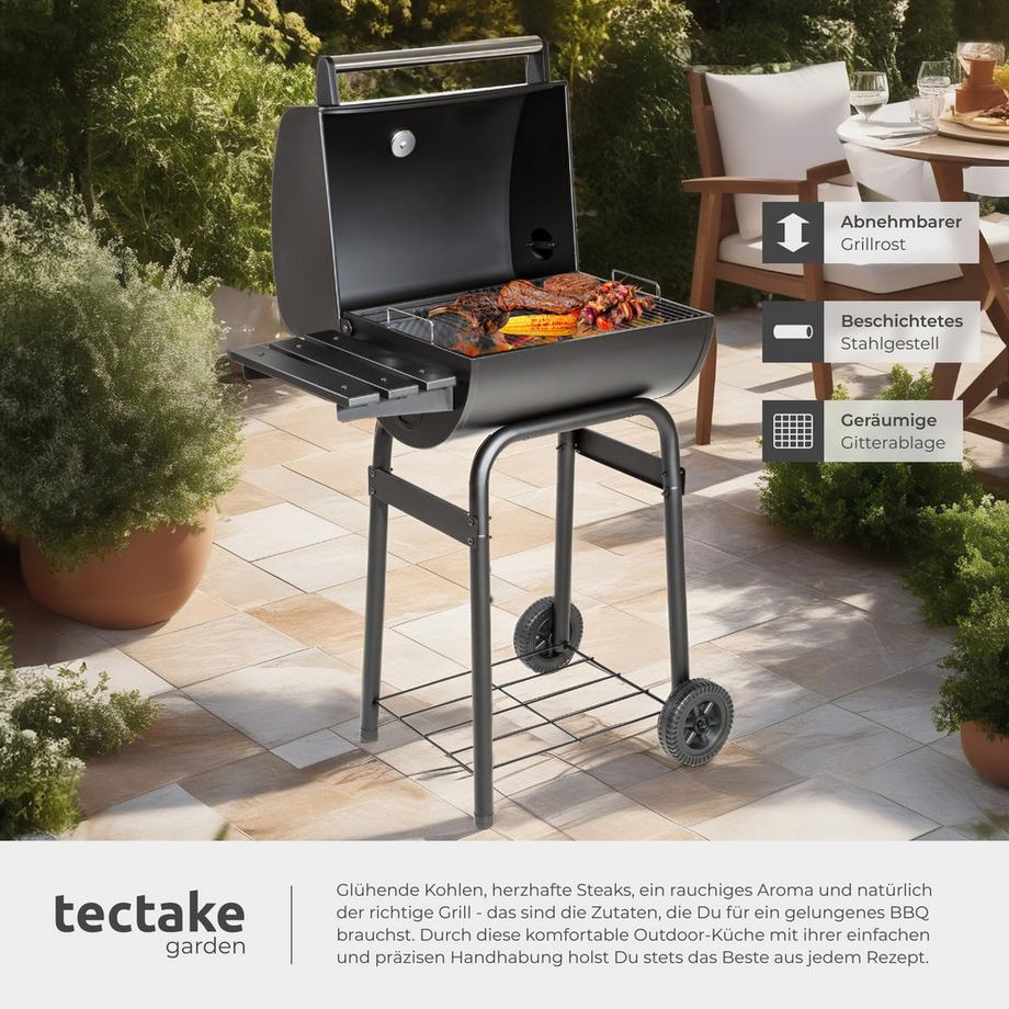 Tectake Holzkohlegrill  mit 2 Rädern regulierbare Luftzufuhr  