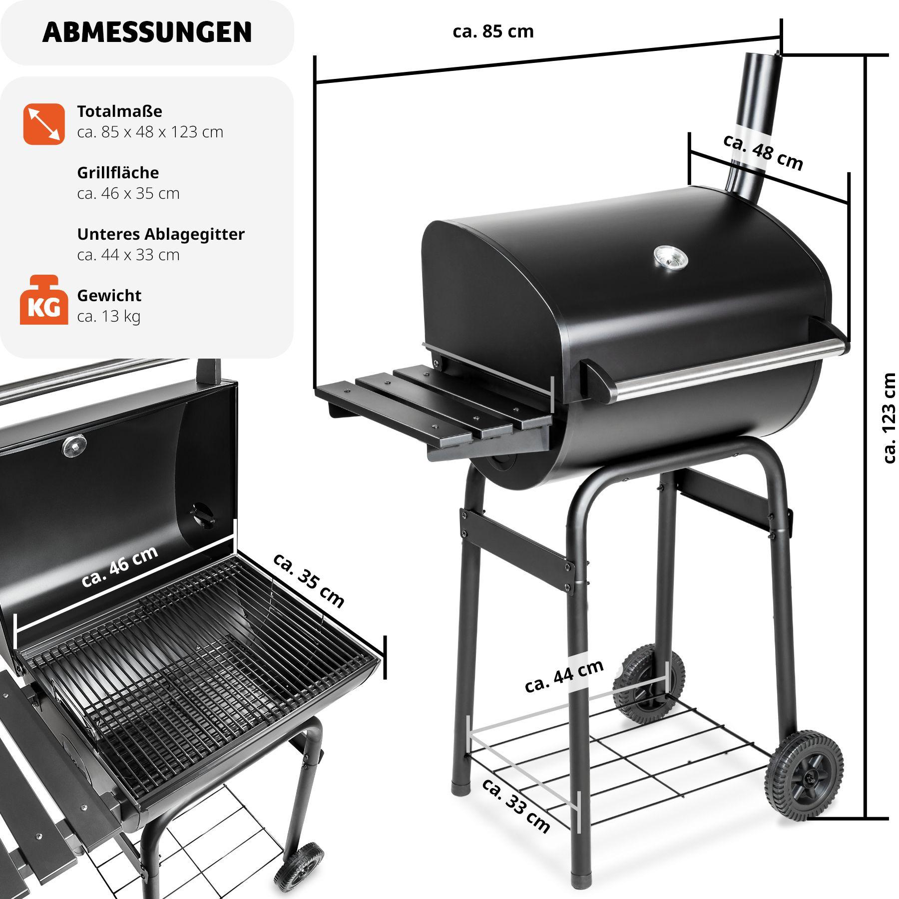 Tectake barbecue a carbonella in metallo verniciato a polvere  