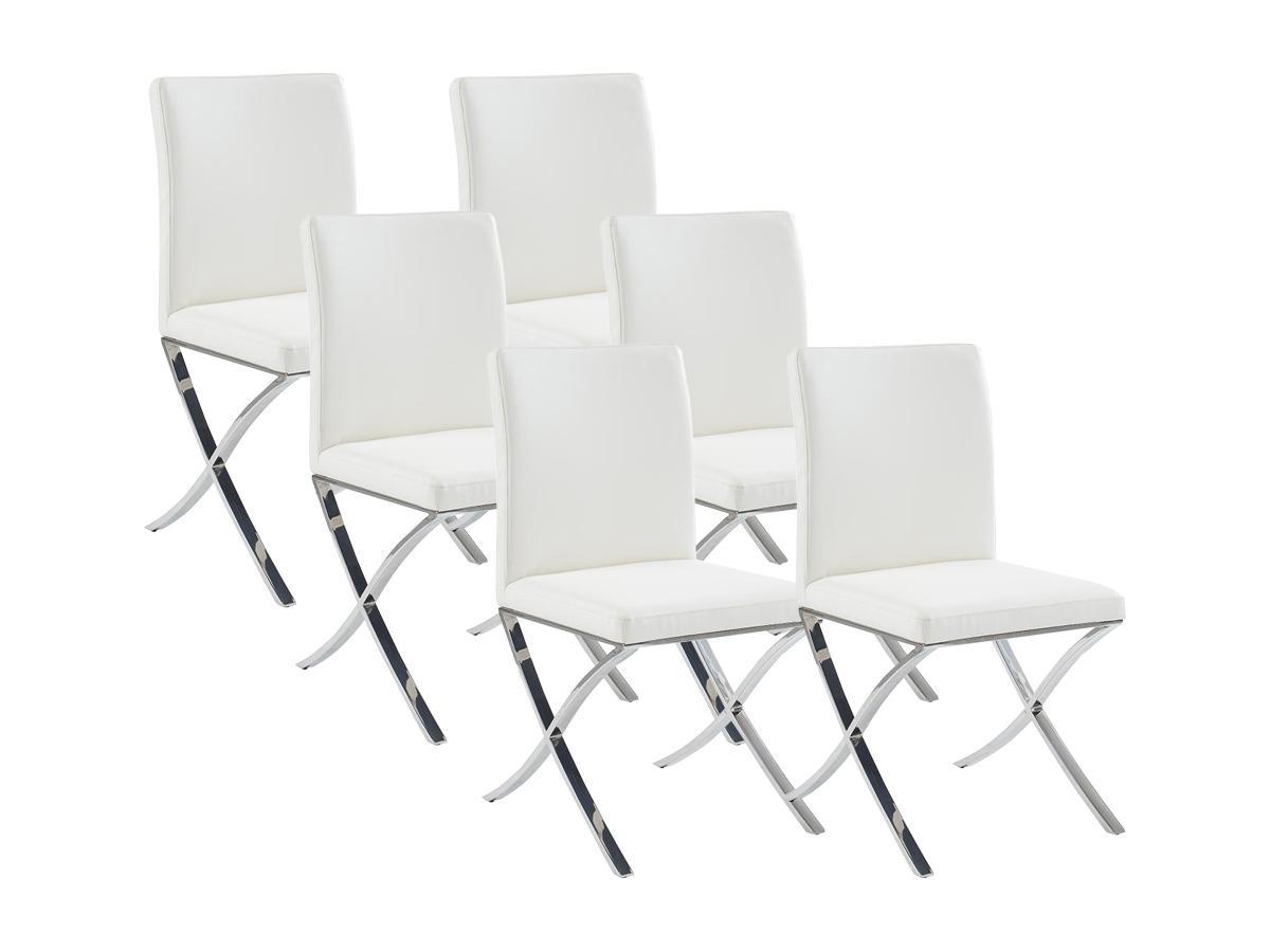 Vente-unique Lot de 6 chaises Simili acier inoxydable CALY  