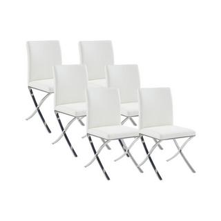 Vente-unique Lot de 6 chaises Simili acier inoxydable CALY  