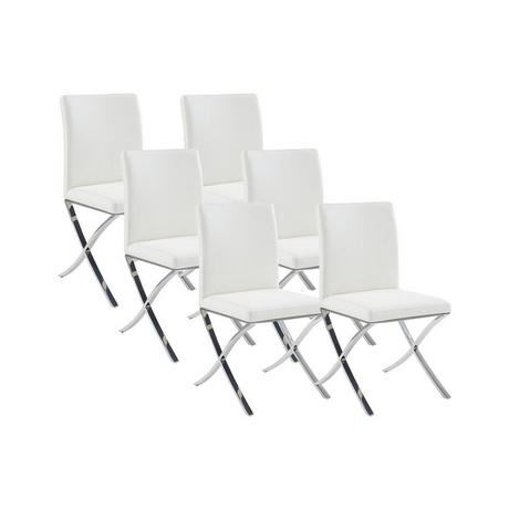 Vente-unique Lot de 6 chaises Simili acier inoxydable CALY  