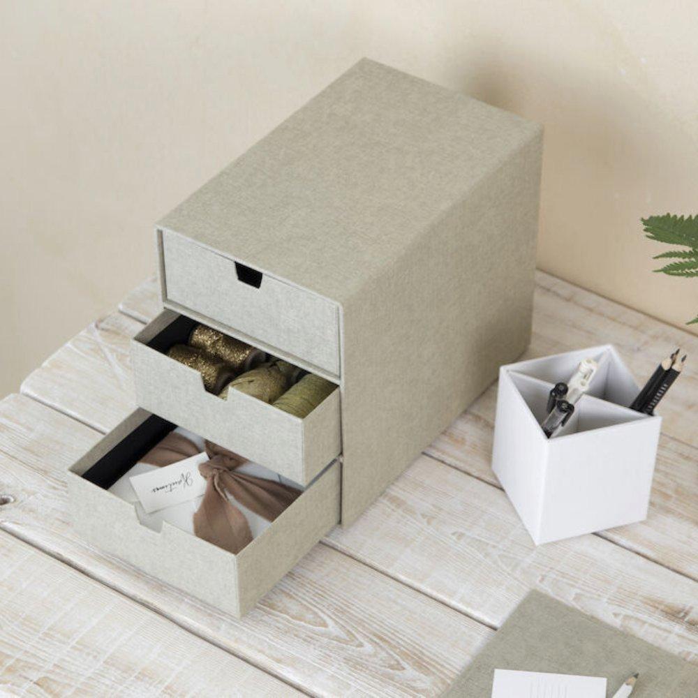 Bigso Box of Sweden Ingrid Schubladenbox 3 compartiments - toile Linnen  