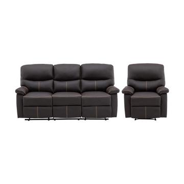 Couchgarnitur Relax 3+1 - Kunstleder - Braun - CANBY