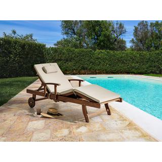 Beliani Sonnenliege mit Kissen aus Akazienholz Klassisch AMANTEA PREMIUM  