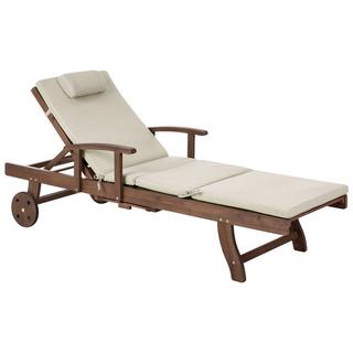 Beliani Sonnenliege mit Kissen aus Akazienholz Klassisch AMANTEA PREMIUM  
