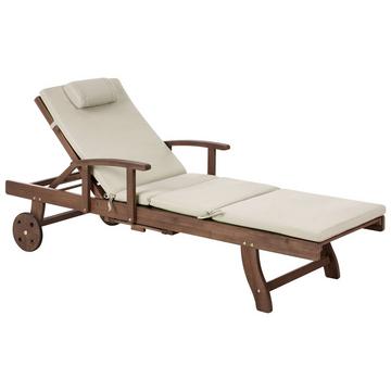 Sonnenliege mit Kissen aus Akazienholz Klassisch AMANTEA PREMIUM