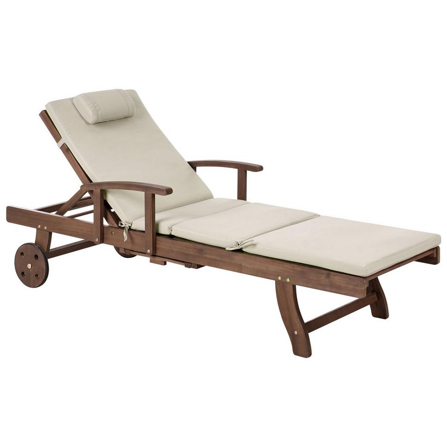 Sonnenliege mit Kissen aus Akazienholz  AMANTEA PREMIUM