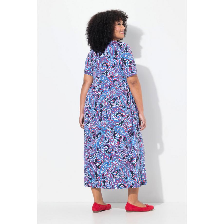 Ulla Popken Maxikleid A-Linie Rundhals Halbarm mit Taschen  