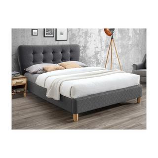 Vente-unique Letto 140 x 190 cm con testata trapuntata Tessuto Grigio + Materasso - ELIDE  