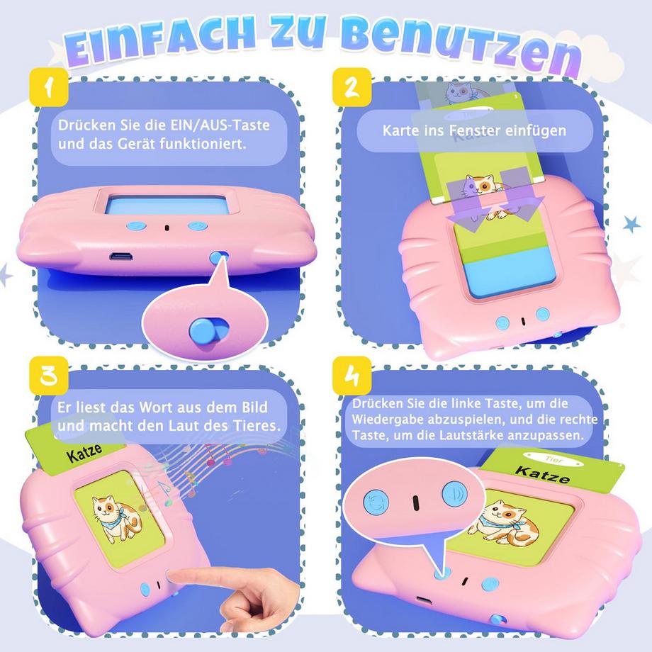 Activity-board  Sprechende Karteikarten Deutsch,194 Karteikartenblätter mit 388 Wörtern zum Deutschlernen 