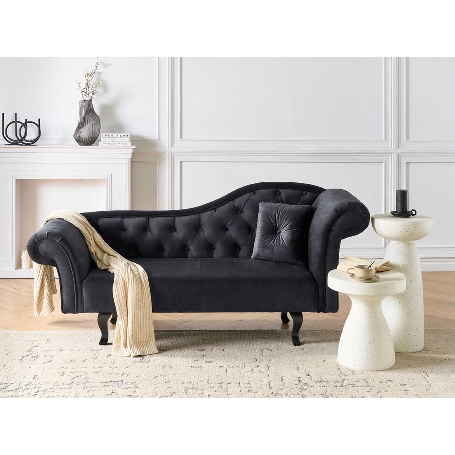 Beliani Chaise longue côté droit en Velours Rétro LATTES  