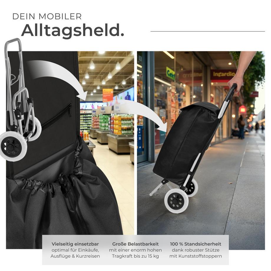 Tectake  Chariot de courses à roulettes  pliable 