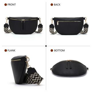 Only-bags.store Grand Sac Banane en Cuir Végan Sac Bandoulière avec Large Sangle  