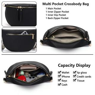 Only-bags.store Grand Sac Banane en Cuir Végan Sac Bandoulière avec Large Sangle  