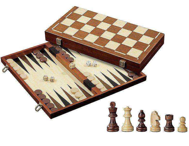 Philos  Spiele Schach-Backgammon-Dame-Set (45mm) 