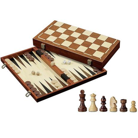 Philos  Spiele Schach-Backgammon-Dame-Set (45mm) 