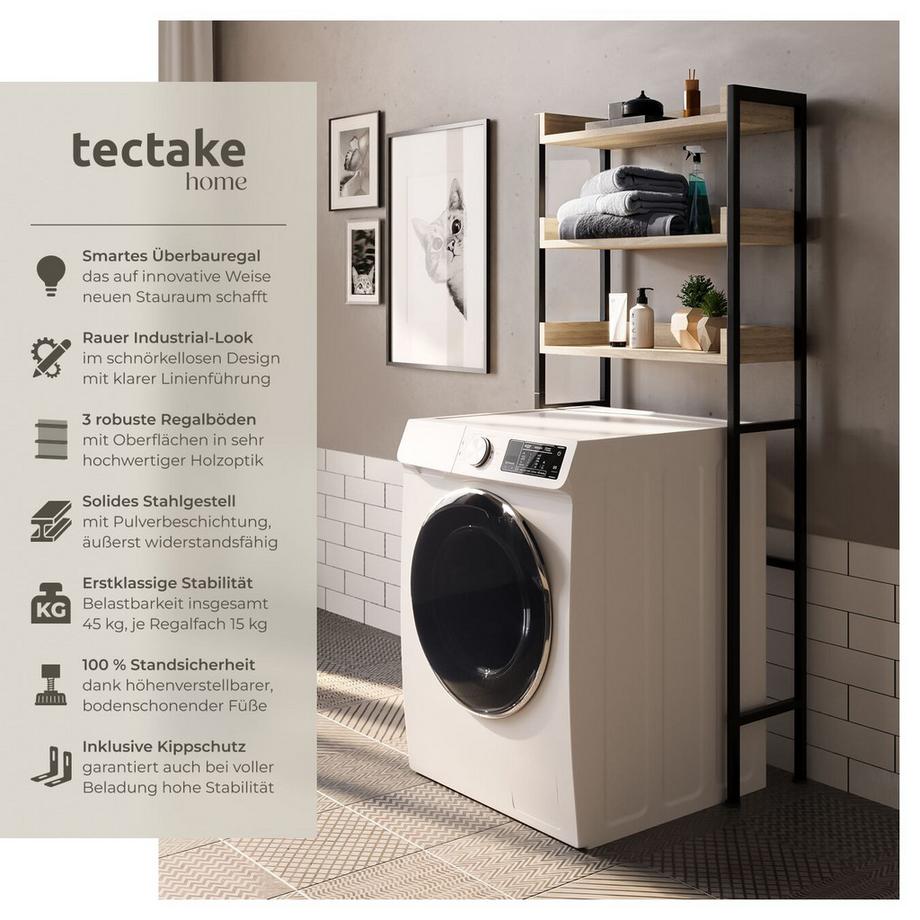 Tectake Badezimmerregal Seattle Industrial Style Holz und Stahl  