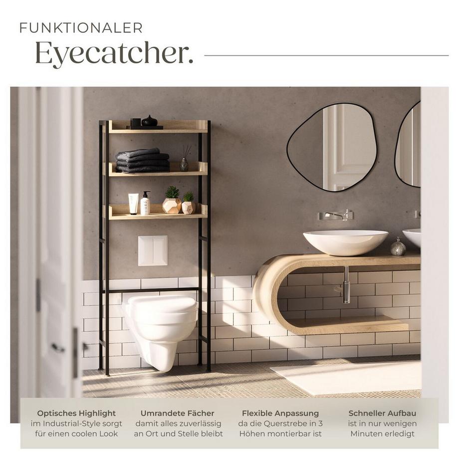 Tectake Badezimmerregal Seattle Industrial Style Holz und Stahl  