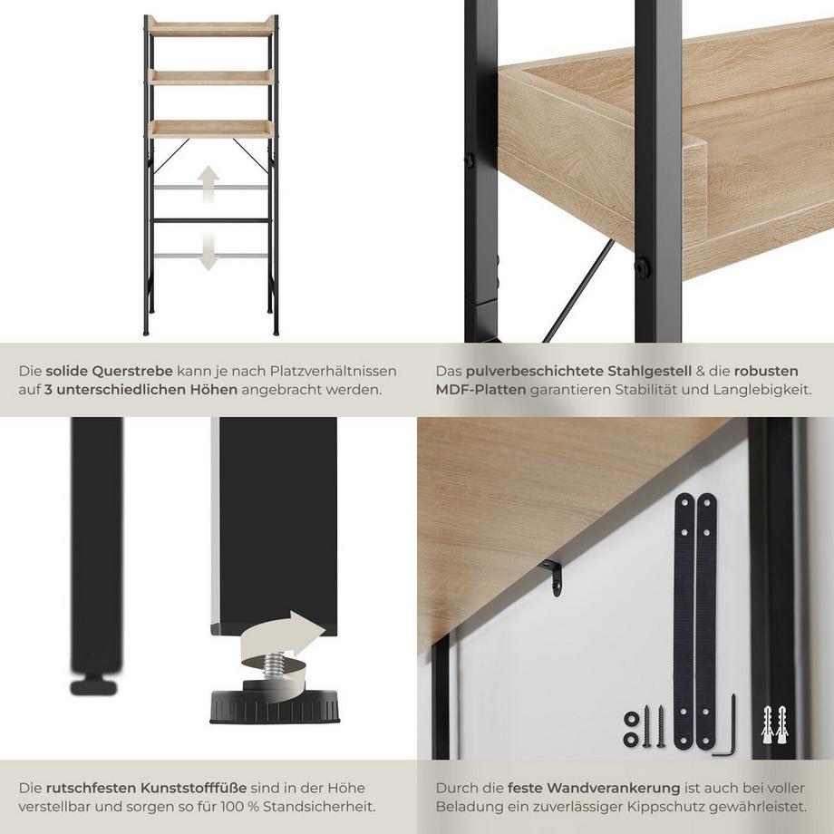 Tectake Badezimmerregal Seattle Industrial Style Holz und Stahl  