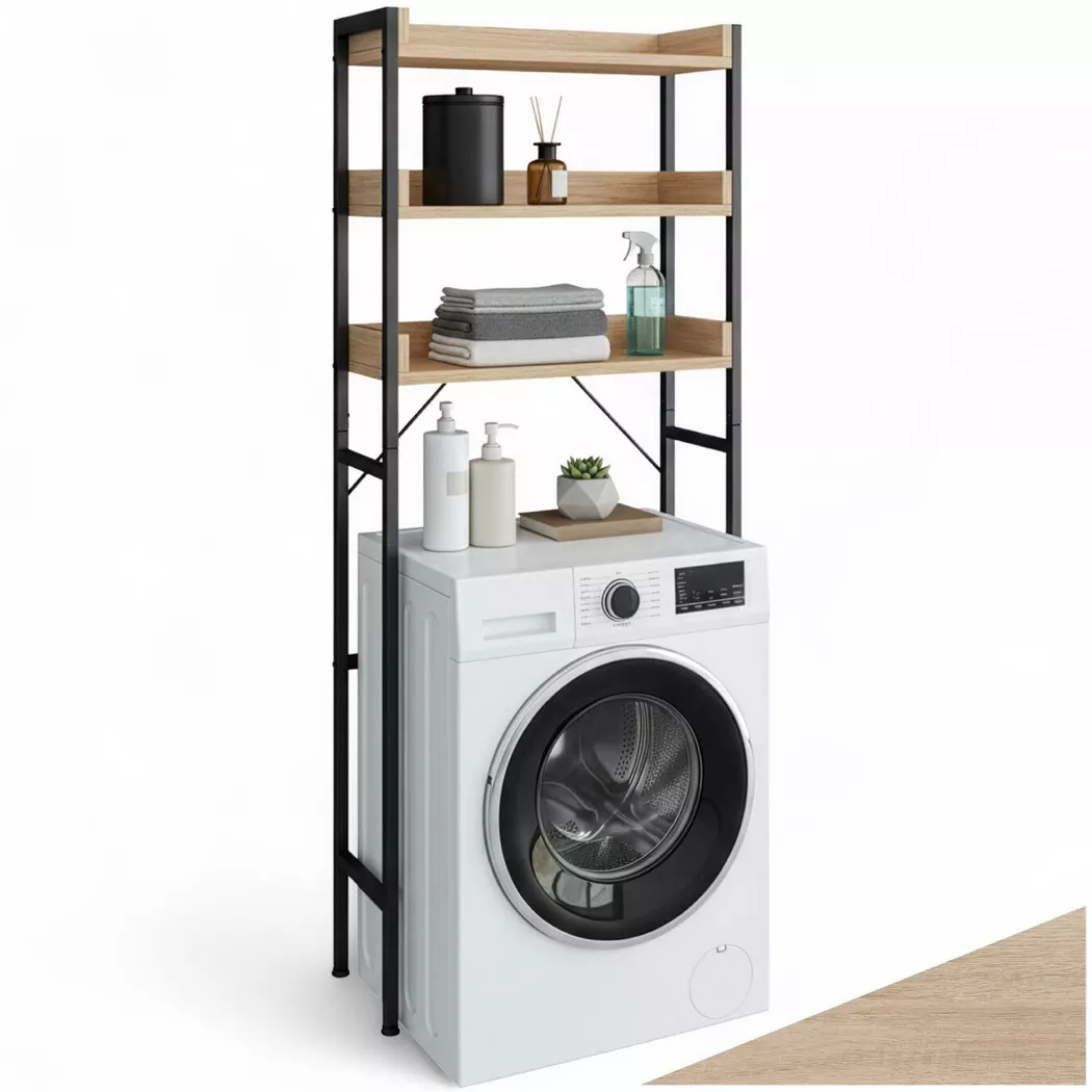 Tectake - Étagère de salle de bain SEATTLE style industriel, 165 cm, Sable