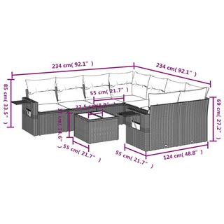 VidaXL Ensemble de canapés de jardin rotin synthétique  