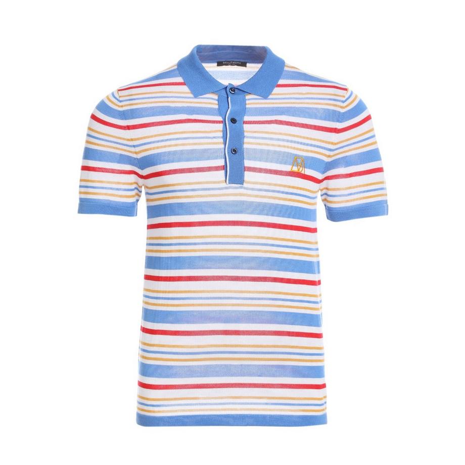 Polo in Tencel multicolore a righe fantasy