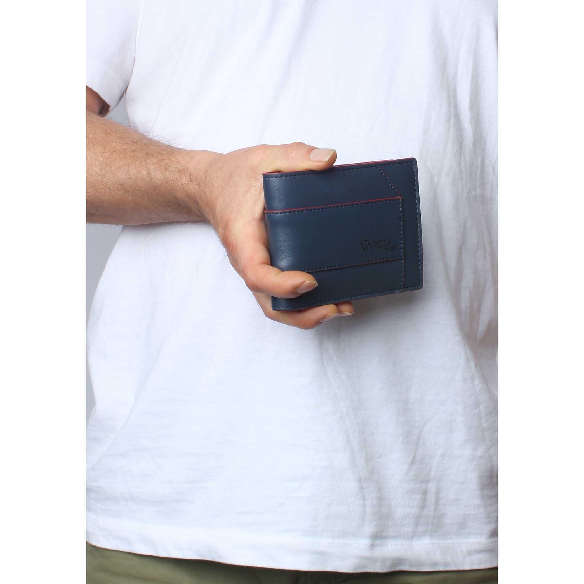 VARGU KON 1-M Portefeuille en Cuir Véritable  