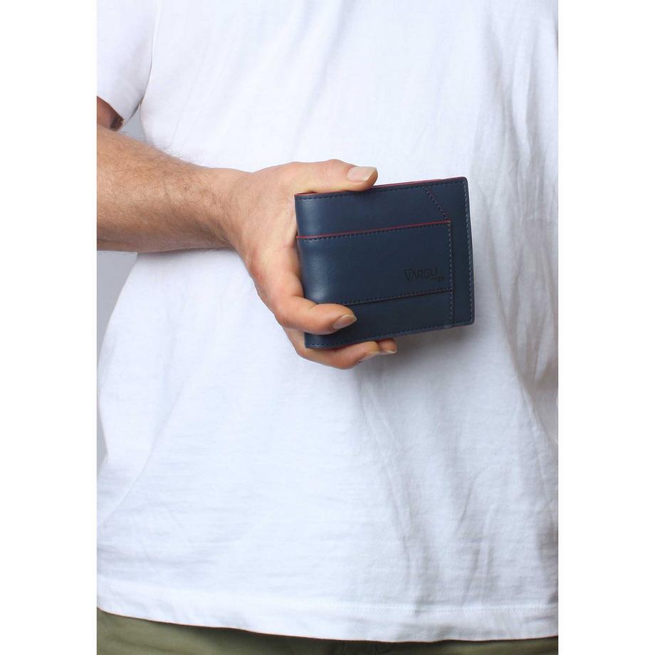 VARGU KON 1-M Portefeuille en Cuir Véritable  