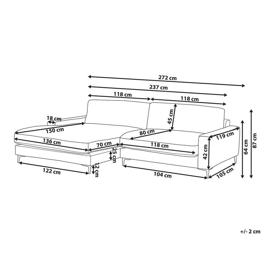 Beliani Canapé d'angle côté droit en Tissu chenille Minimaliste MALOY  