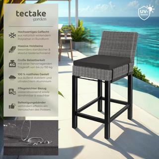 Tectake Rattan Barstuhl Latina mit Aluminiumgestell wetterfest und UV-beständig  