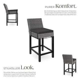 Tectake Rattan Barstuhl Latina mit Aluminiumgestell wetterfest und UV-beständig  