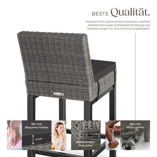 Tectake Rattan Barstuhl Latina mit Aluminiumgestell wetterfest und UV-beständig  