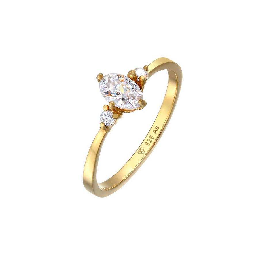 Elli  Bague Zirkonia Oval Verlobung 925 Silber 