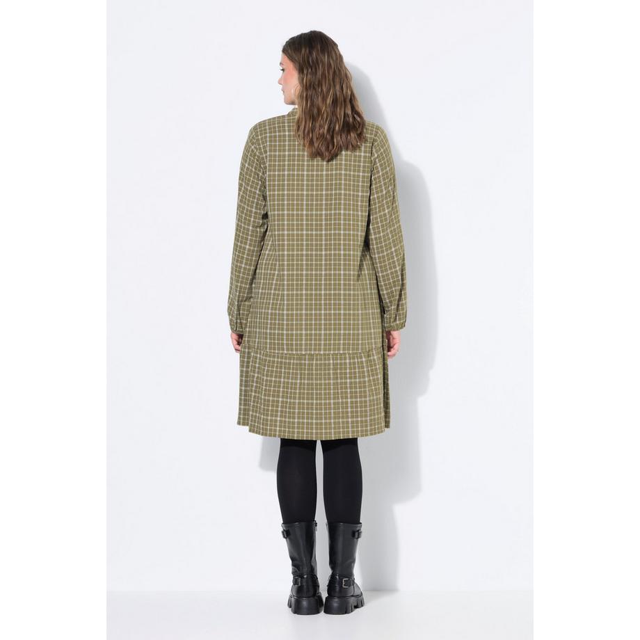 Studio Untold Abito Svasato a Quadri con Volant Orlo Abbottonatura  