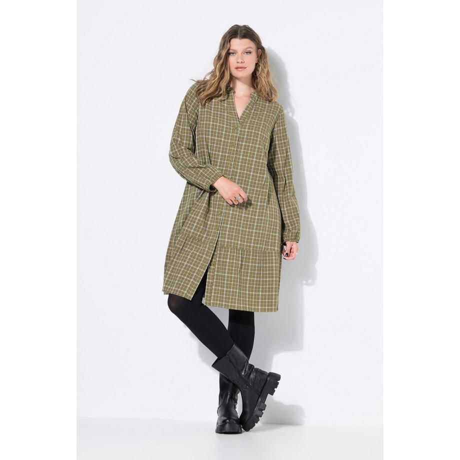 Studio Untold Abito Svasato a Quadri con Volant Orlo Abbottonatura  