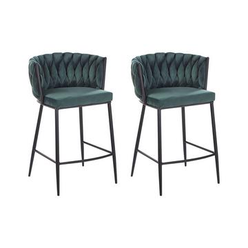 Lot de 2 chaises de bar en Velours Glamour MILAN