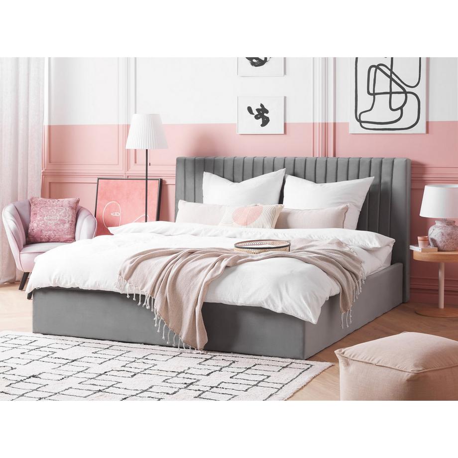 Beliani Letto contenitore en Velluto  VION  