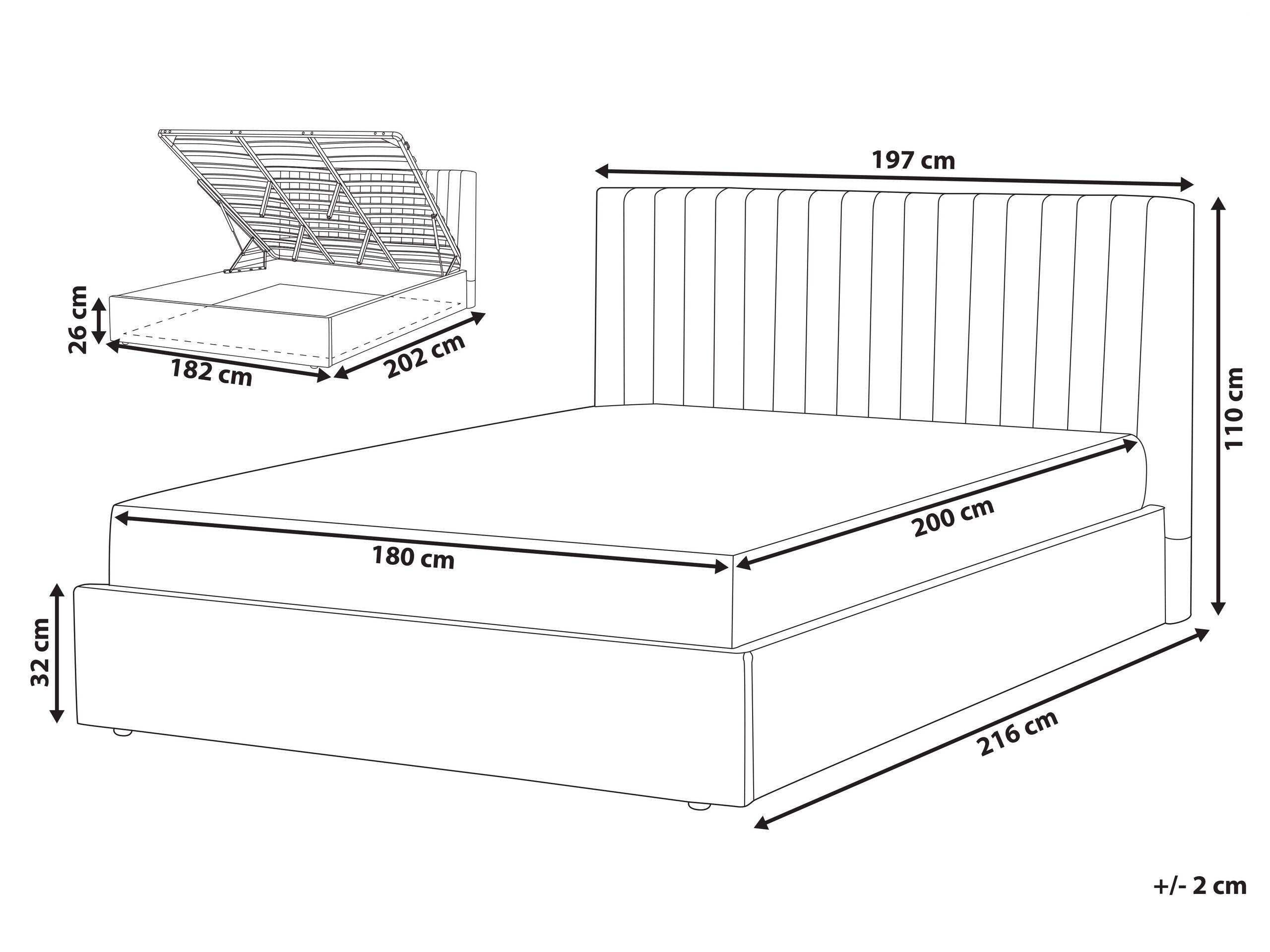 Beliani Bett mit Bettkasten aus Samtstoff Modern VION  