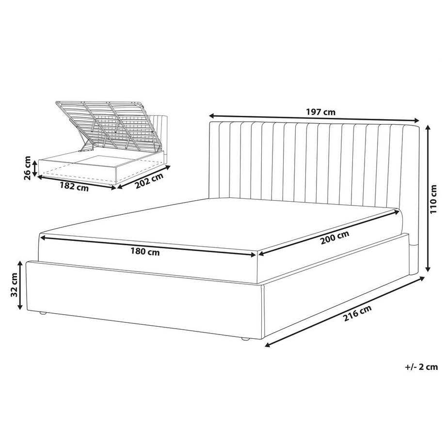 Beliani Letto contenitore en Velluto  VION  