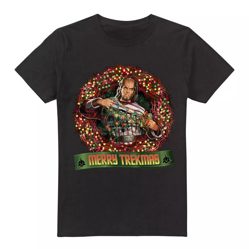 Star Trek - Merry Trekmas TShirt weihnachtliches Design, für Herren, Schwarz, Größe L